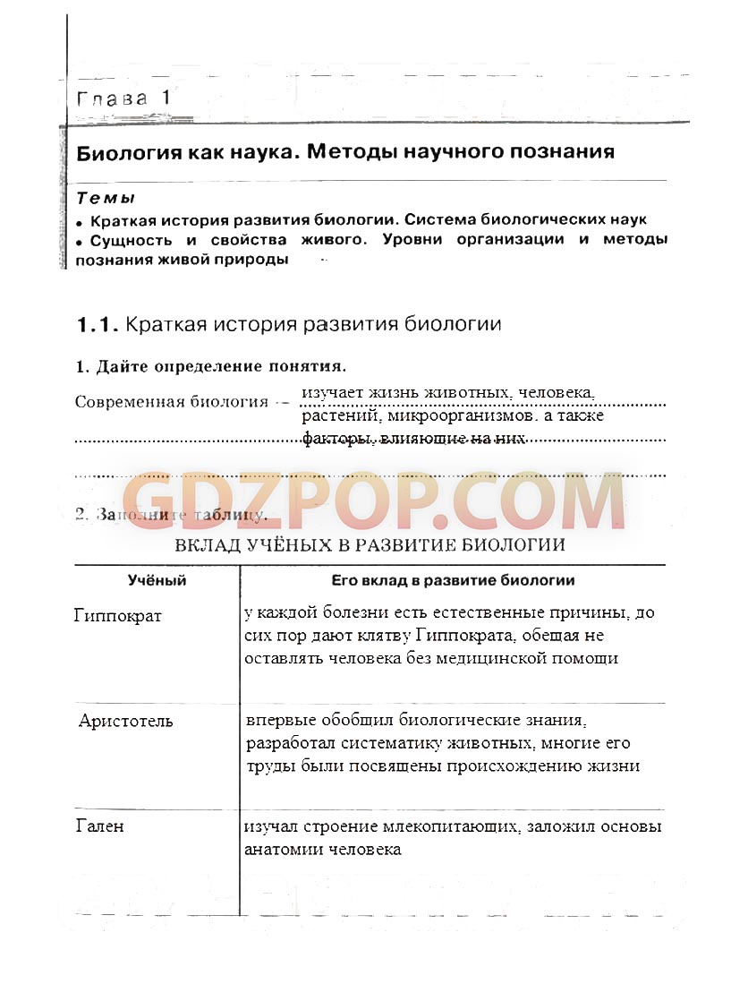 ГДЗ ГДЗ по биологии 10-11 класс рабочая тетрадь Сивоглазова Ответы