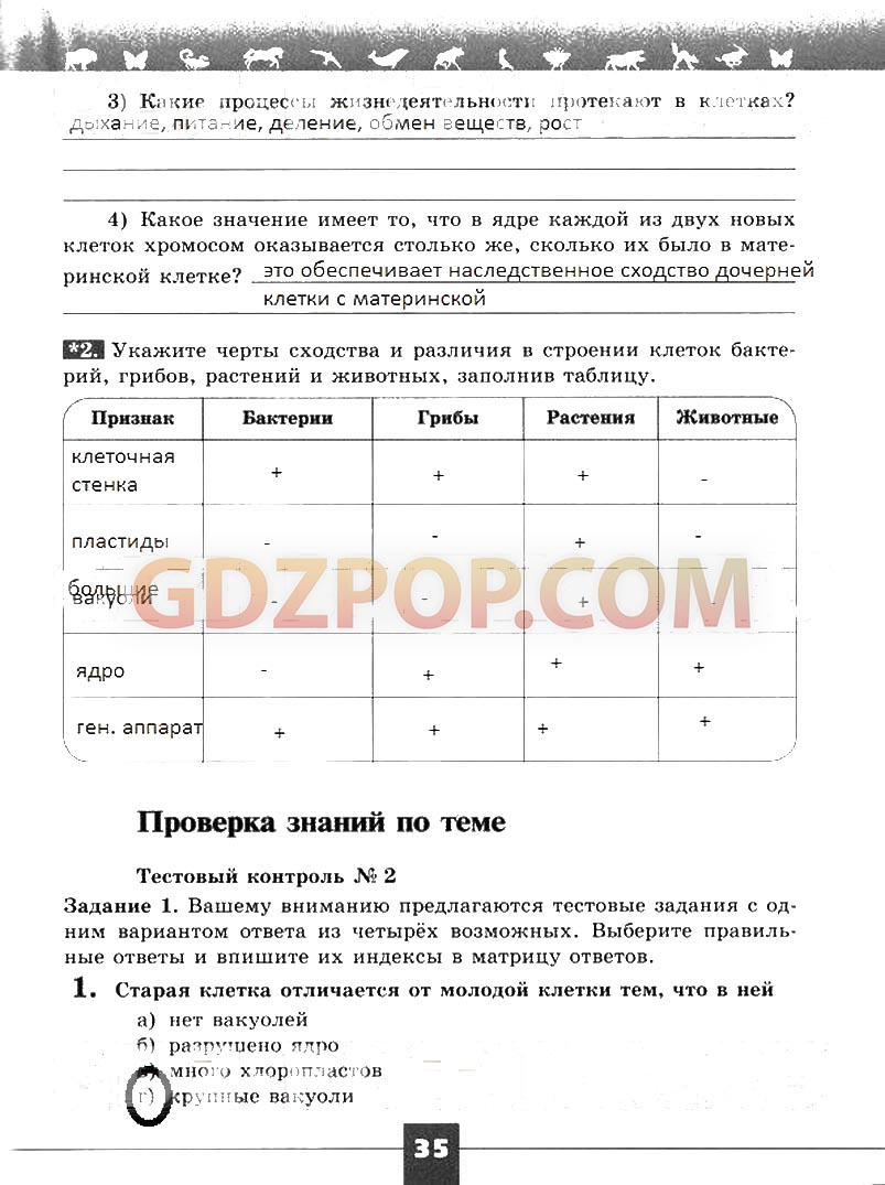 ГДЗ ГДЗ решебник по биологии 5 класс рабочая тетрадь Пасечник Суматохин  Ответы